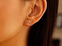 14K Yellow Gold Yours Truly Initial Z Stud Earrings