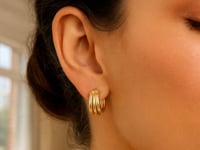 14K Yellow Gold Large Triple Row Hoop Earrings (15.00 mm)