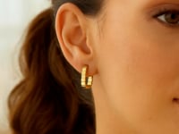 14K Yellow Gold Fancy Oval Hoop Earrings